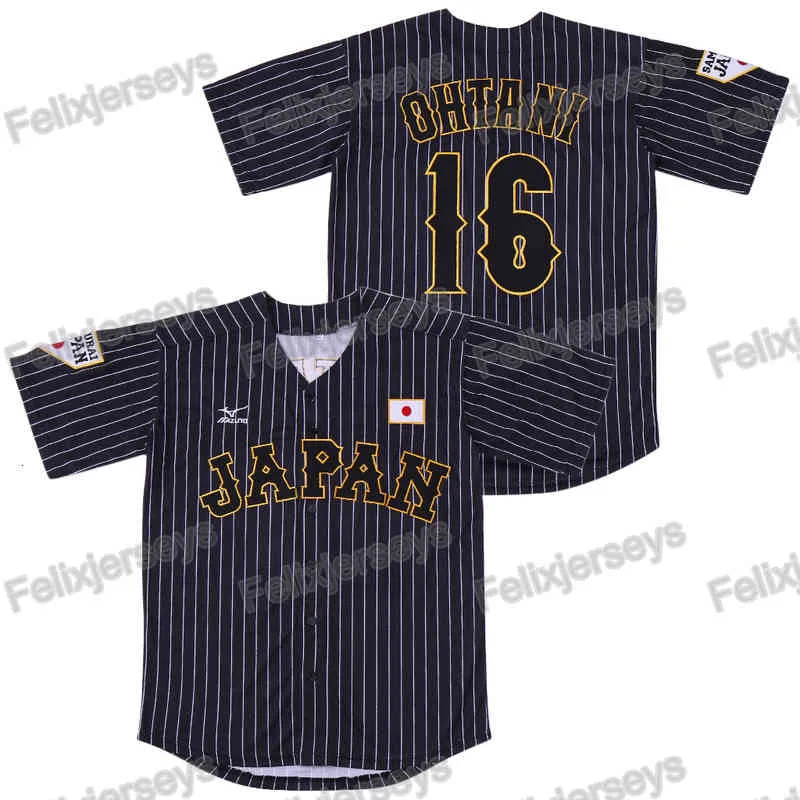 Shohei Ohtani Japan Samurai Black White Stripe Pinstriped Movie Baseball Jersey Double Stitched Name And Number Fast Shipping From Xflsports 12.98 DHgate.Com