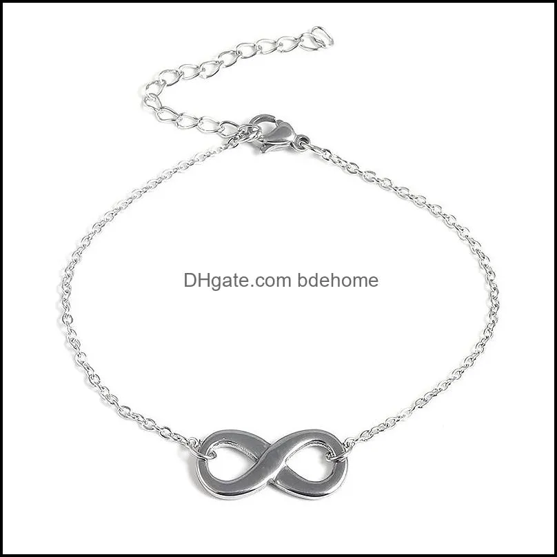 infinity symbol stainless steel bracelet for women simple adjustable gold silver color number 8 charm chain bracelet party jewelry