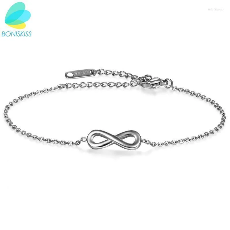 Anklets Boniskiss Girl Casual/Sporty Rose Gold/Silver Color Rietless Steel Women enkel Infinity Bracelet Sieraden Marc22