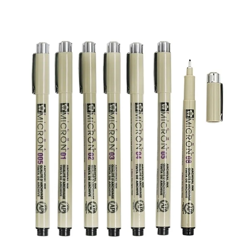 7 PCs/lote Sakura Pigma Micron Needle para desenho desenho animado Arquivo de tinta Gel Pen Stationery Animation Arties A6922 210226