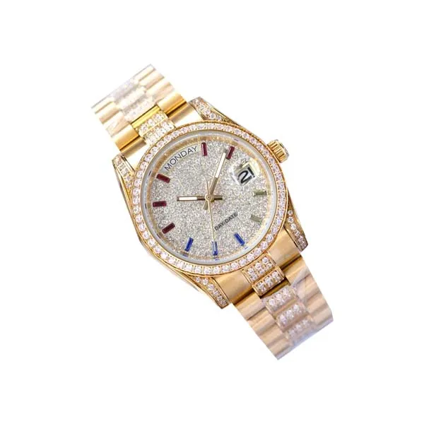 Ladies Mens Luksusowe pełne diamentowe zegarek automatyczne zegarki mechaniczne Srebrny pasek ze stali nierdzewnej dla mężczyzn Wodoodporna ręka na rękę na rękę