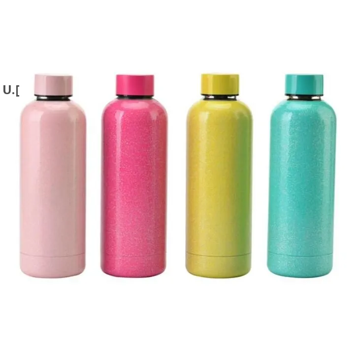 Glitter Colors Tumblers Flask Sports Water Bottle Double Walled Stainless Steel Vacuum Insulated Mugs Travel Thermos 17oz CCA13081