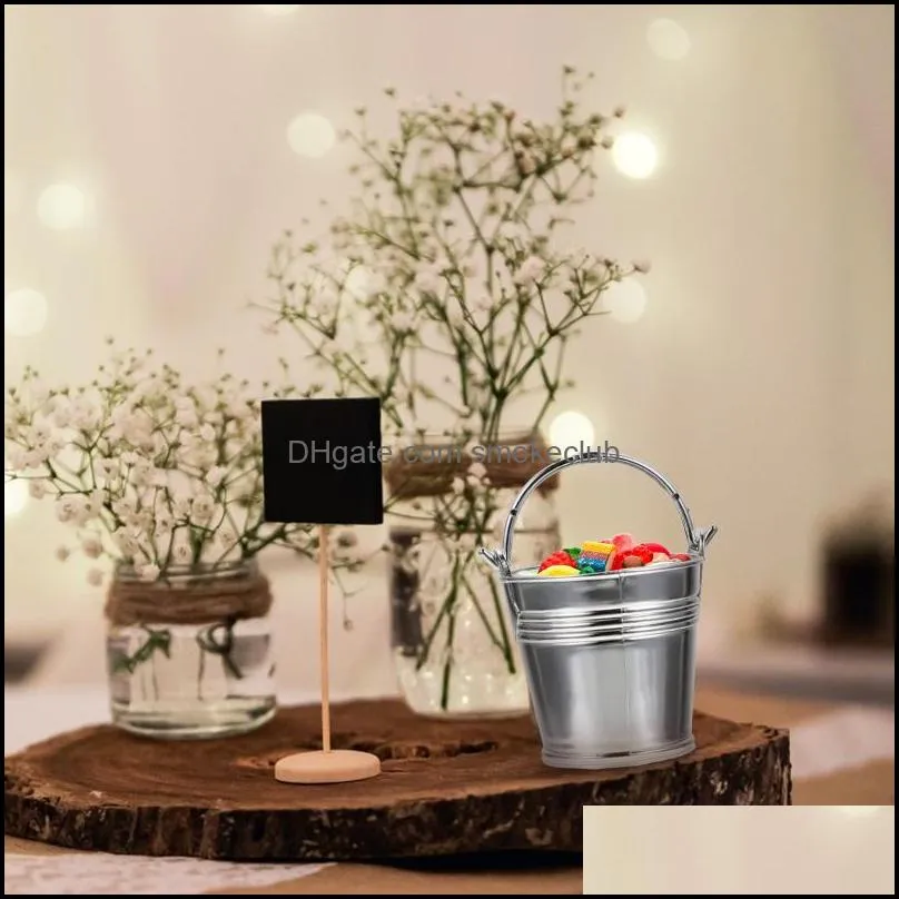 Buckets 10Pcs Plastic Mini Food Container Portable Party Snack Bucket For Home Silver