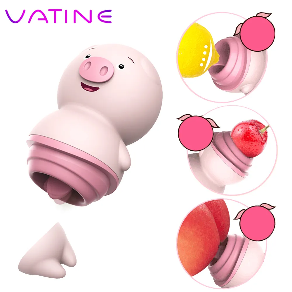Vatijn schattige varkentong likken vibrator sexy speelgoed voor vrouw 6 modi tepel massager clitoris stimulator vrouwelijke masturbator
