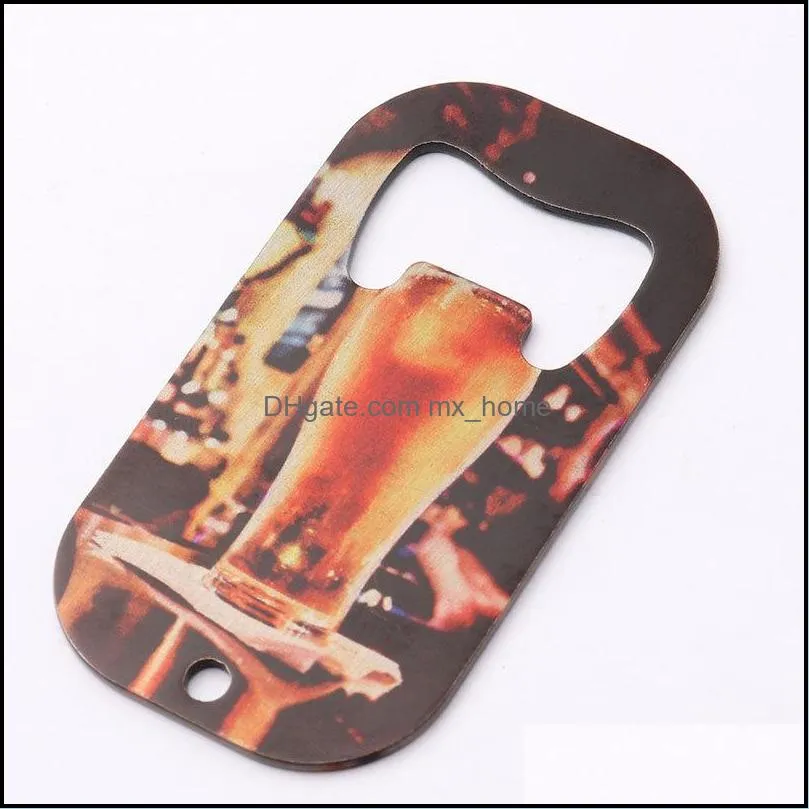 sublimation blank beer bottle openers corkscrew diy metal silver dog tag creative gift home kitchen tool wll881