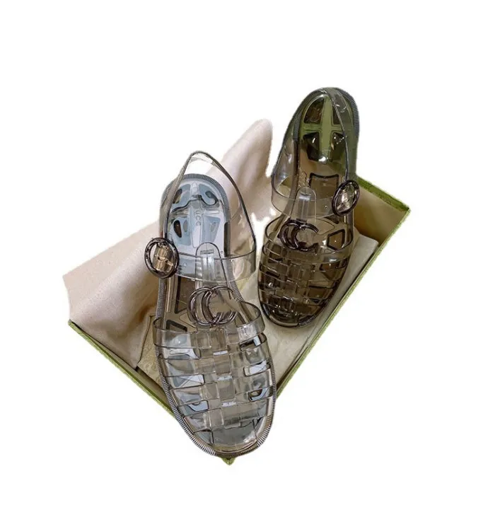 Kvinnor Sandaler toppkvalitet icke -slip mode Bekväm enkelhet Lady Transparent PinkyColor Ventilation Kvinna Retro mångsidiga avslappnade sandaler G80221