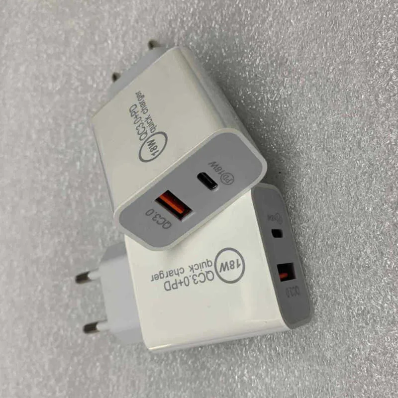 Cargador USB rápido de 18W Carga rápida Tipo C PD Carga rápida para iPhone UE EE. UU. Cargador USB con enchufe QC 4.0 3.0 Cargador de teléfono con caja