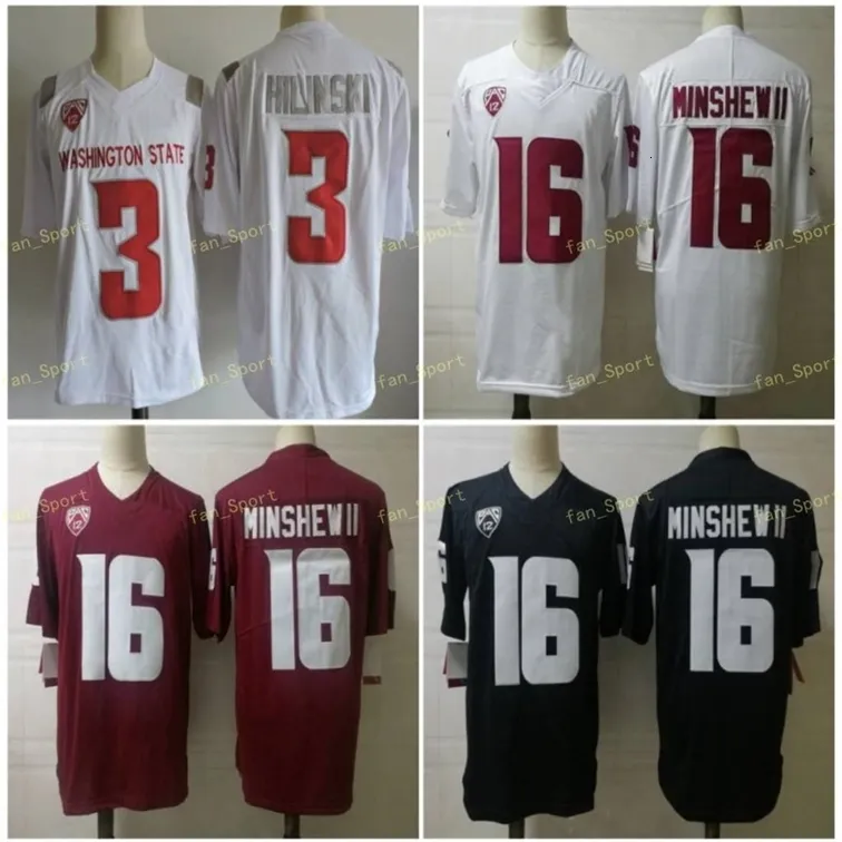 Nik1 Mens NCAA #16 Gardner Minshew II Washington State Cougars Jersey #3 Tyler Hilinski Football Stitched Jerseys S-3xl