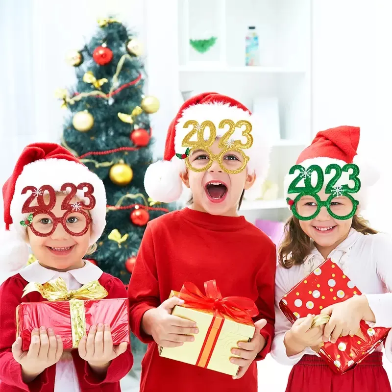 2023 Xmas Toy Glasses Frame Adult Kids Gift Santa Snowman Glasses Juldekor 2023 Nyår Julleksaker