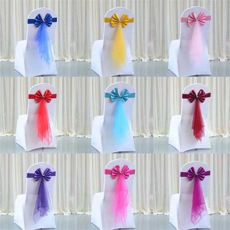 1 stcs Wedding Stoel Sash Decoratie Elastische bowknot Sashes BOEK KNOT Tie el Banquet Party Home Decor Multi Color 220514