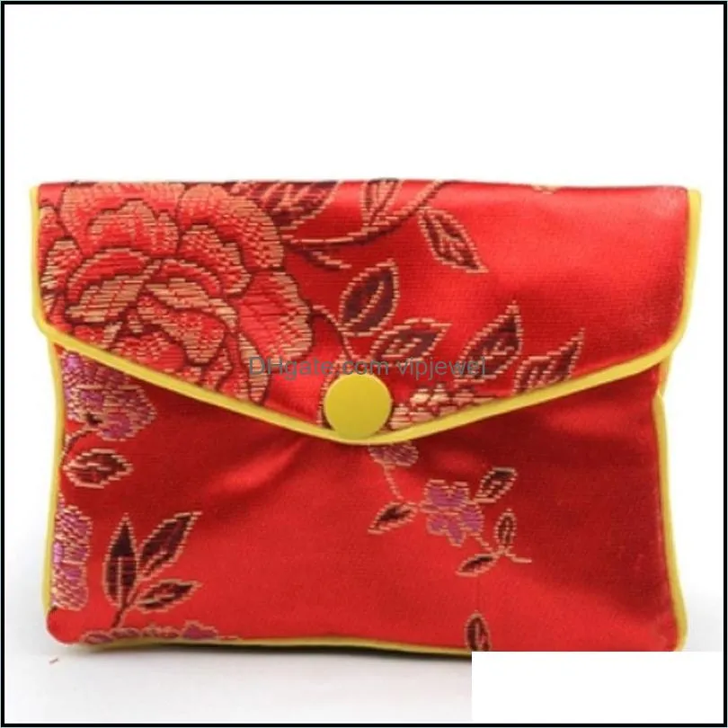 colorful chinese embroidery earring bracelets necklace cloth bags packing wedding birthday favor party gift jewelry pouch