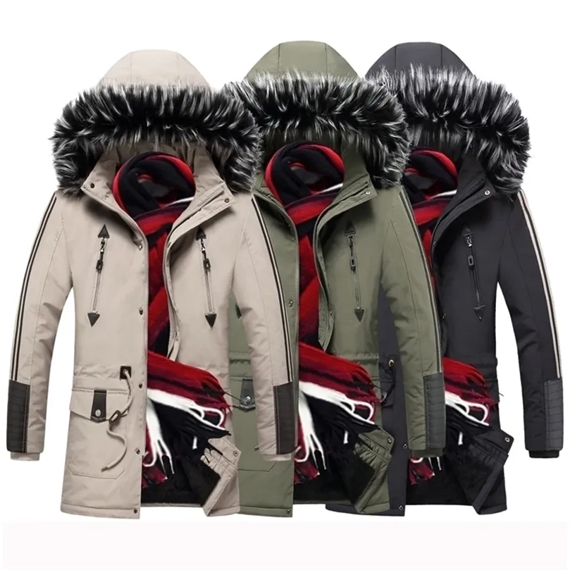 Winter Parka Men Windbreak Plus Velvet Grosso A quente de pele de vento casacos masculinos com capuz militar jackets quentes de inverno masculino casacos de inverno 201127