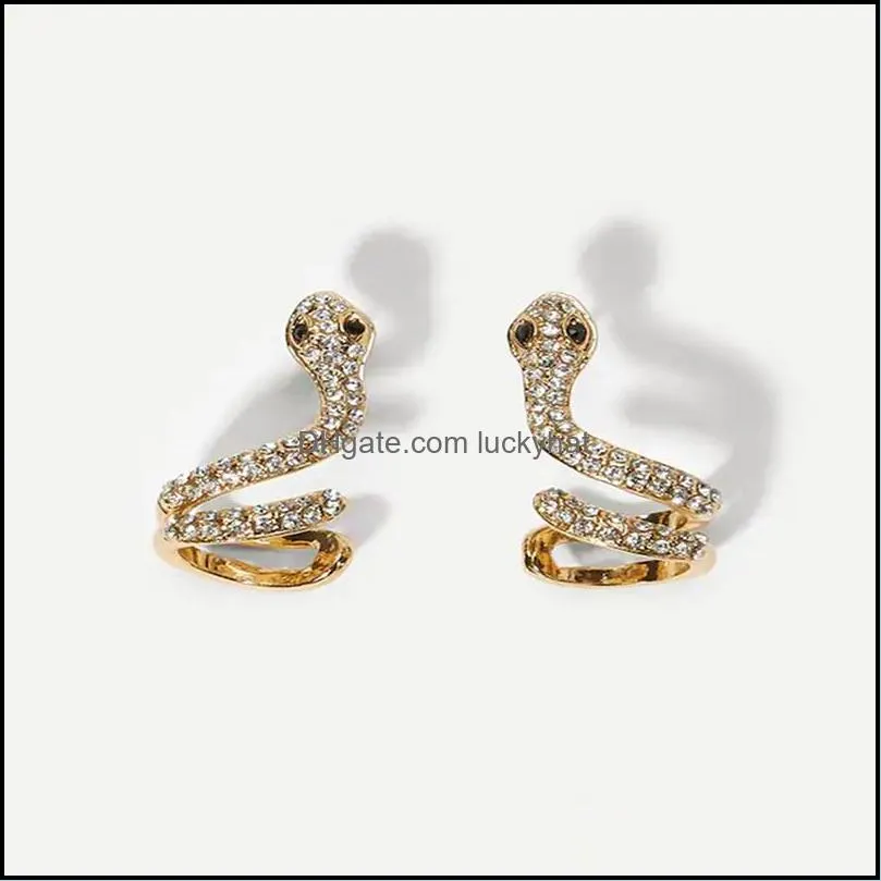 exaggeration rhinestone snake stud for women party crystal statement post earrings fashion ear jewelry