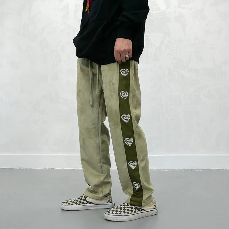 Pantalons pour hommes Pantalons de survêtement en velours à rayures pour hommes Femmes Broderie Daim Hip Hop Streetwear Pantalon de survêtement en velours Lâche Casual Pantalon à jambes larges XLMe