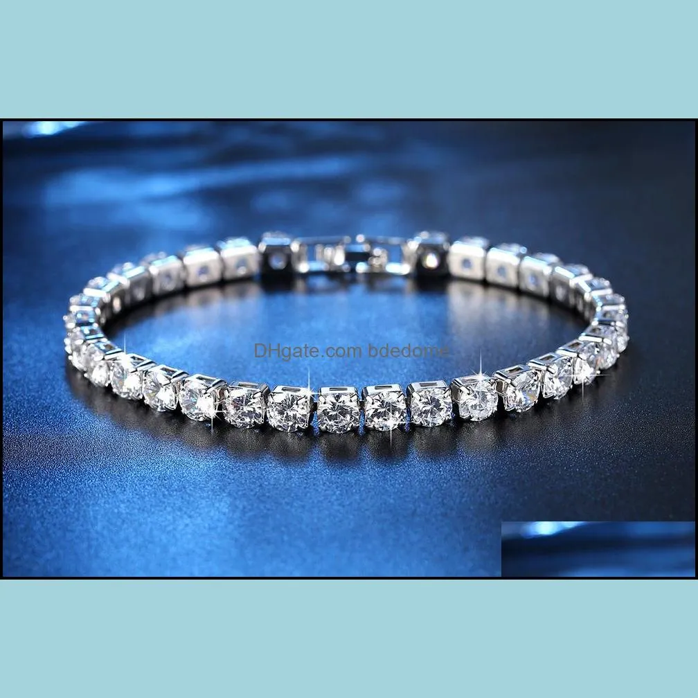 18K White/Yellow Gold Plated Sparkling Cubic Zircon CZ Cluster Tennis Bracelet Fashion Womens Jewelry for Party Wedding276E