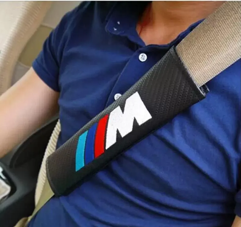 2024 Carbon Fiber Seat Belt Car Cover For BMW M Logo 3D Sticker Personalized Auto Accessories