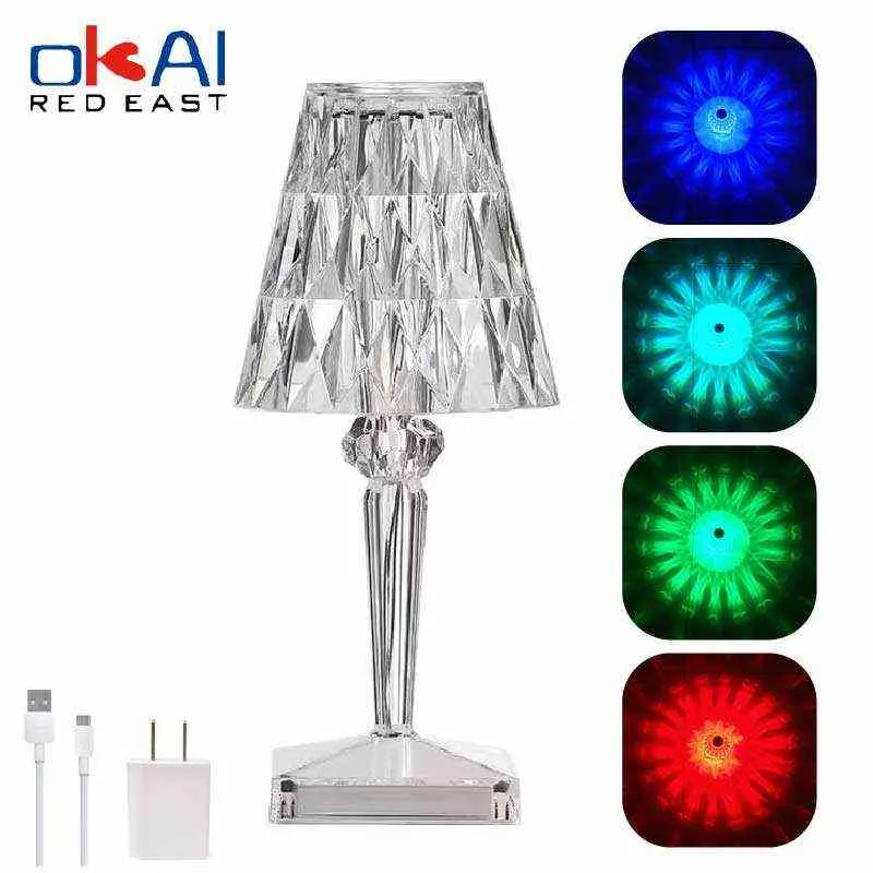 RGB Color Changing Acrylic Kartell Battery Desk Lamp Charging LED Night ...