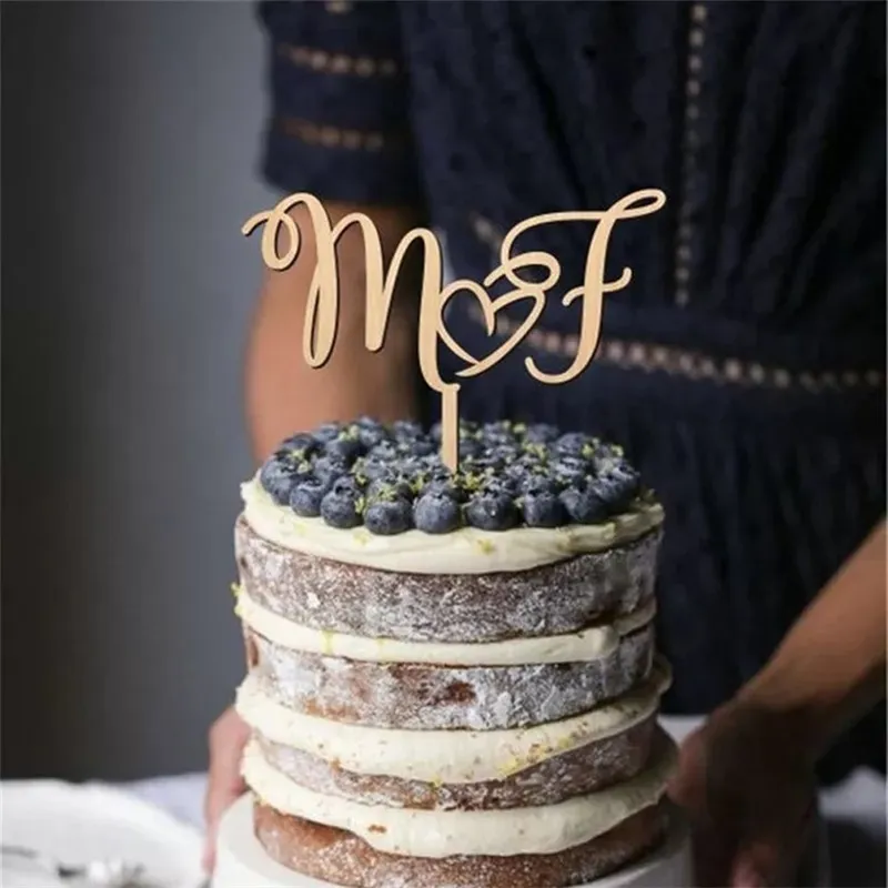 Personnalisé M. et Mme Nom Gâteau De Mariage Topper Gâteau TopperPersonnalisé En Bois Rustique Anniversaire Fiançailles Fête Décor Fournitures D220618