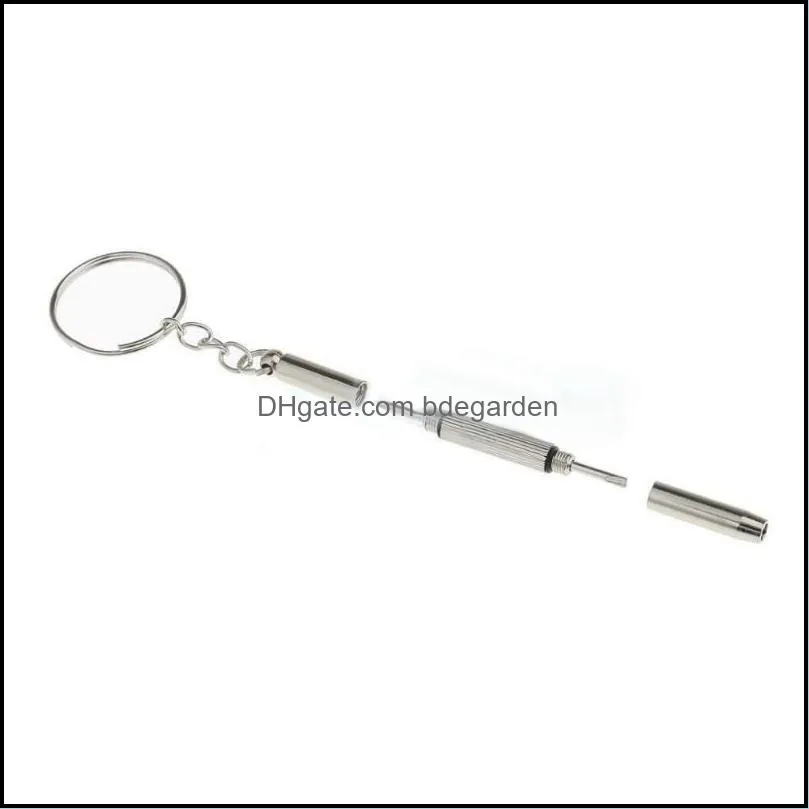 Keychains 100Pcs Multifunction 3 In 1 Eyeglasses Screwdrivers Key Chain Repair Tools Keychain Fashion Jewelry