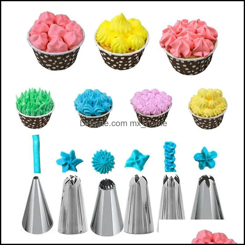 8Pcs/Set Cake Decorating Kit Reusable Assorted Cream Toys Stainless Steel Icing Tip Pastry Bags Baking Tools Accessories
