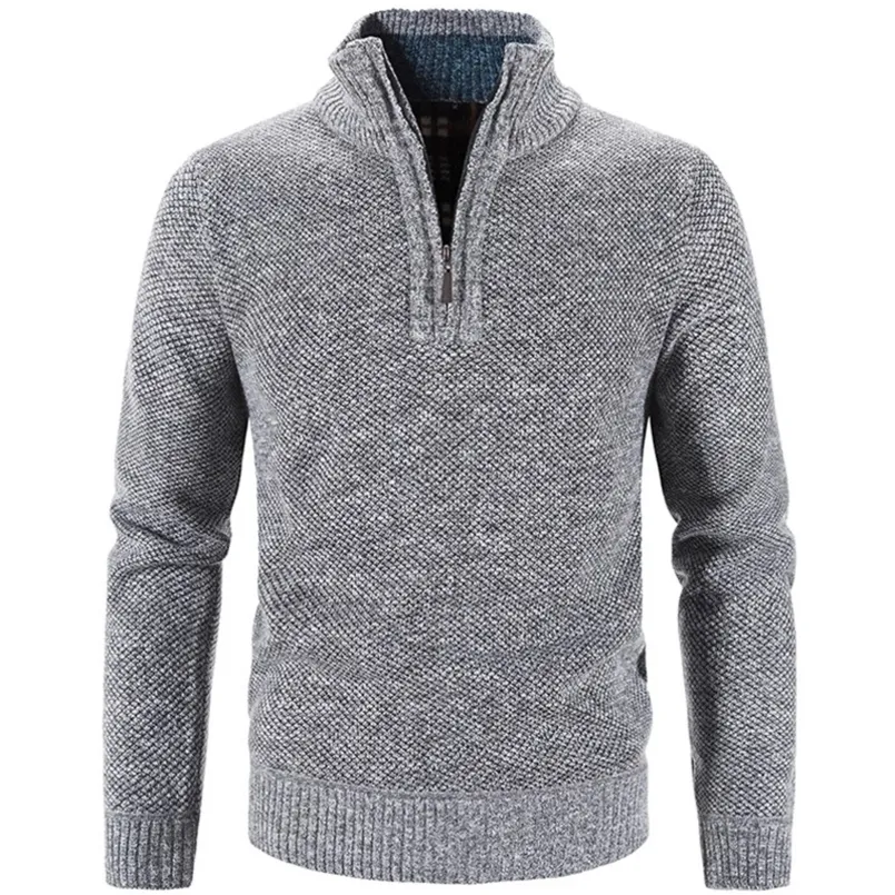 Мужские свитеры зимний флисовый флис толстый свитер Половина молния Turtleneck теплый P 220823