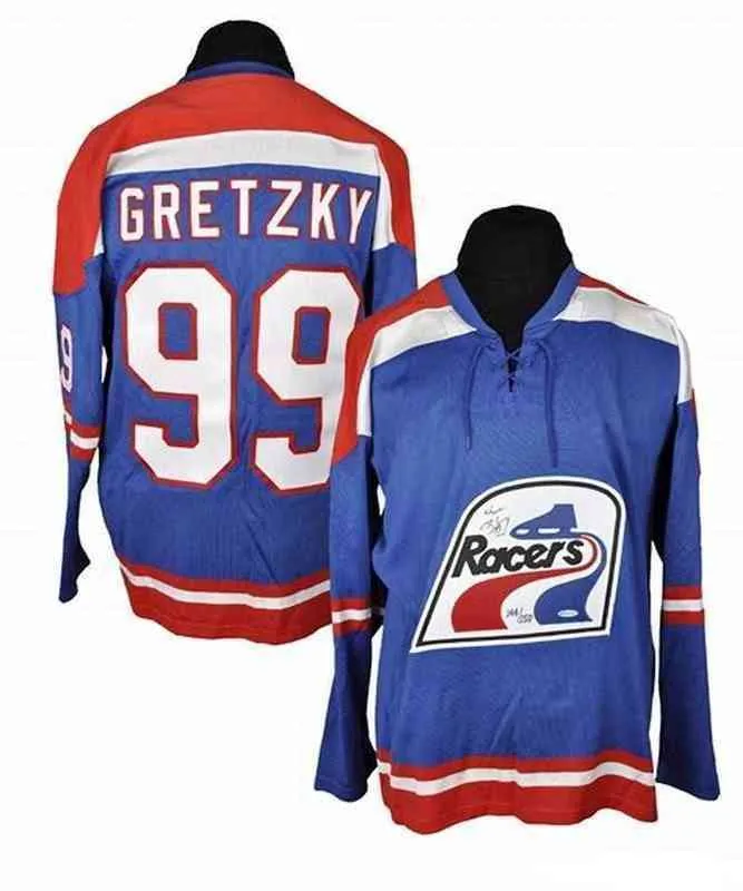 Custom #99 Wayne Gretzky WHA  Racers Jersey Navy Blue White 1978-79 Vintage 100% Stitched any number name Retro Hockey Jersey