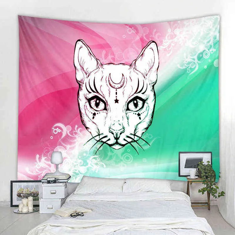 Dream Cat Decoratie Tapijt Gordijn Mandala Bohemian Hippie Wall Tapestry Doek Hanging Home Slaapkamer J220804