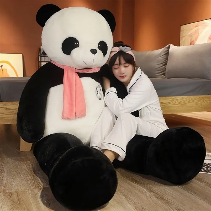 95 cm Cute Baby Big Giant Scarf Panda Niedźwiedź Pluszowe Nadziewane Zwierząt Lalki Zwierzęta Zabawki Poduszki Cartoon Kawaii Dolls Dziewczyny Kochanek Prezenty 220409