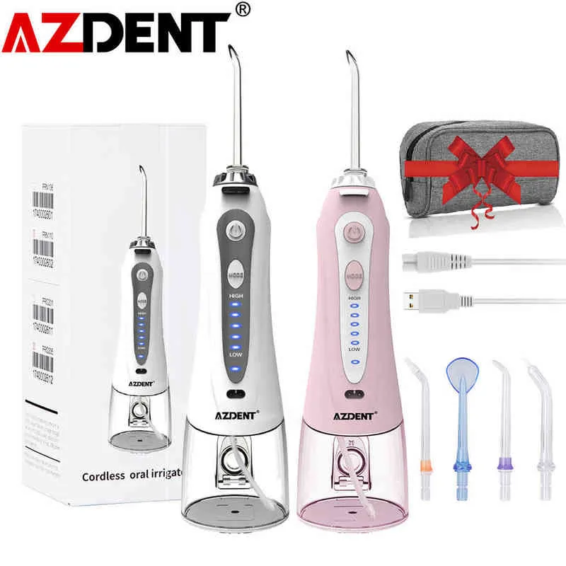 Le plus récent Azdent Oral Irrigator Portable Eau Dentaire Flosser USB Rechargeable Floss Dents Cleaner 5 Modes IPX7 preuve 220510