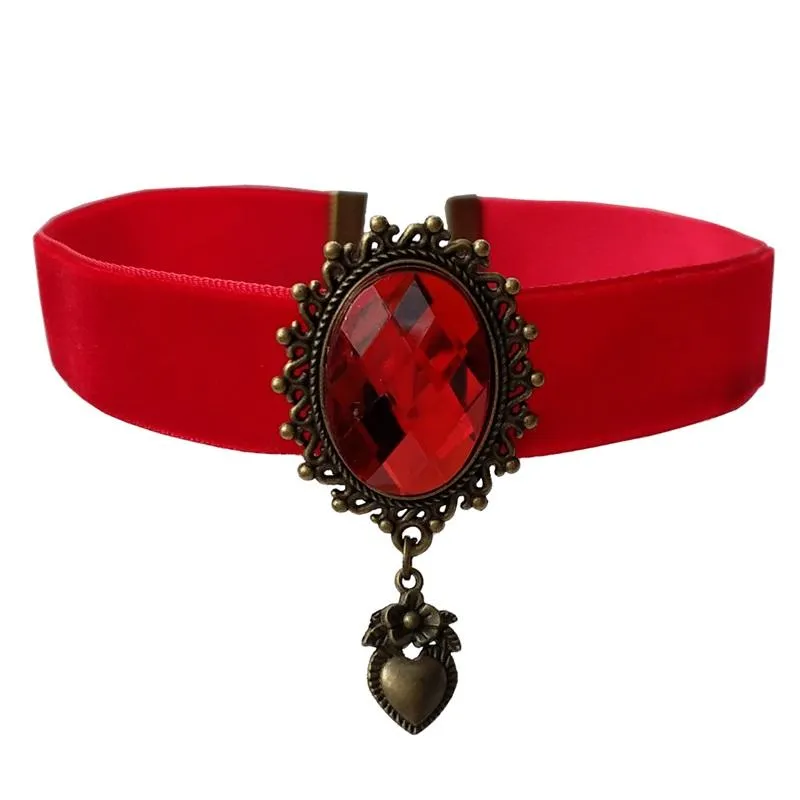 Girocolli YiYaoFa Fatti A Mano Nastro Rosso Collana Girocollo Ciondolo Accessori Donna Gioielli Gotici Dichiarazione Partito DD-31 Girocolli