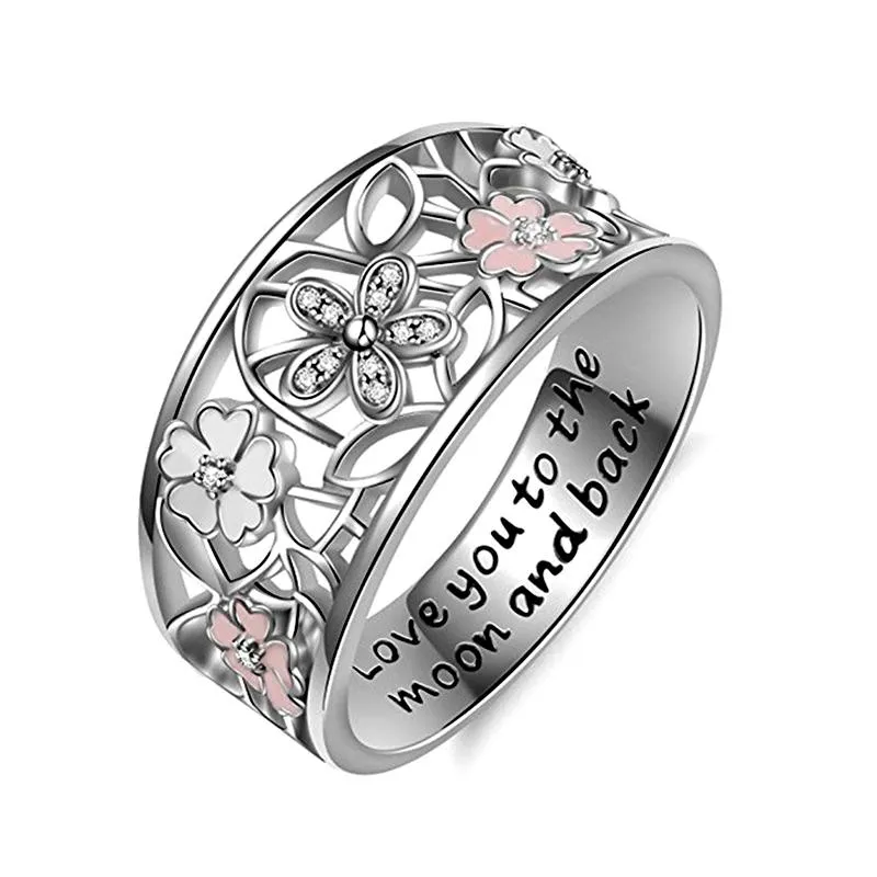 Pierłdy ślubne moda srebrny kolor stokrotki kwiat Infinity Love Pave Finger Finger For dla kobiet biżuteria zaręczynowa