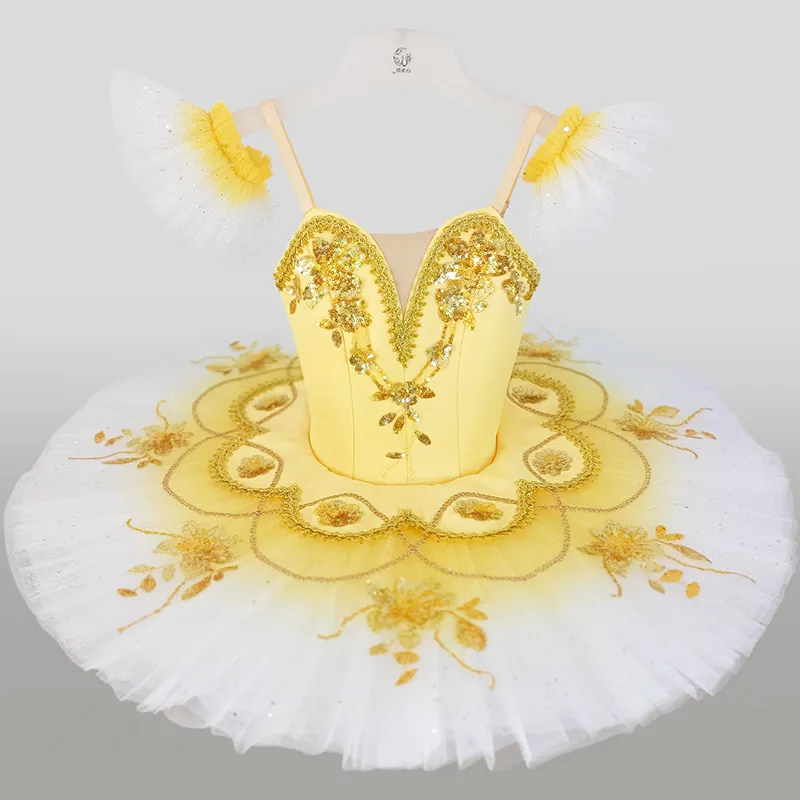 New Style Dancewear For Kid Black Red Factory Wear Knee Classical Fairy Dress Ballet Costumes On Tutu Leotard Yellow