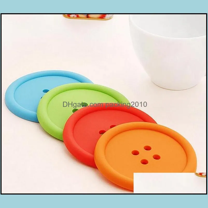 1000pcs Round Silicone Coasters Button Coasters Cup Mat Home Drink Placemat Tableware Coaster Cups Pads 5 Colors