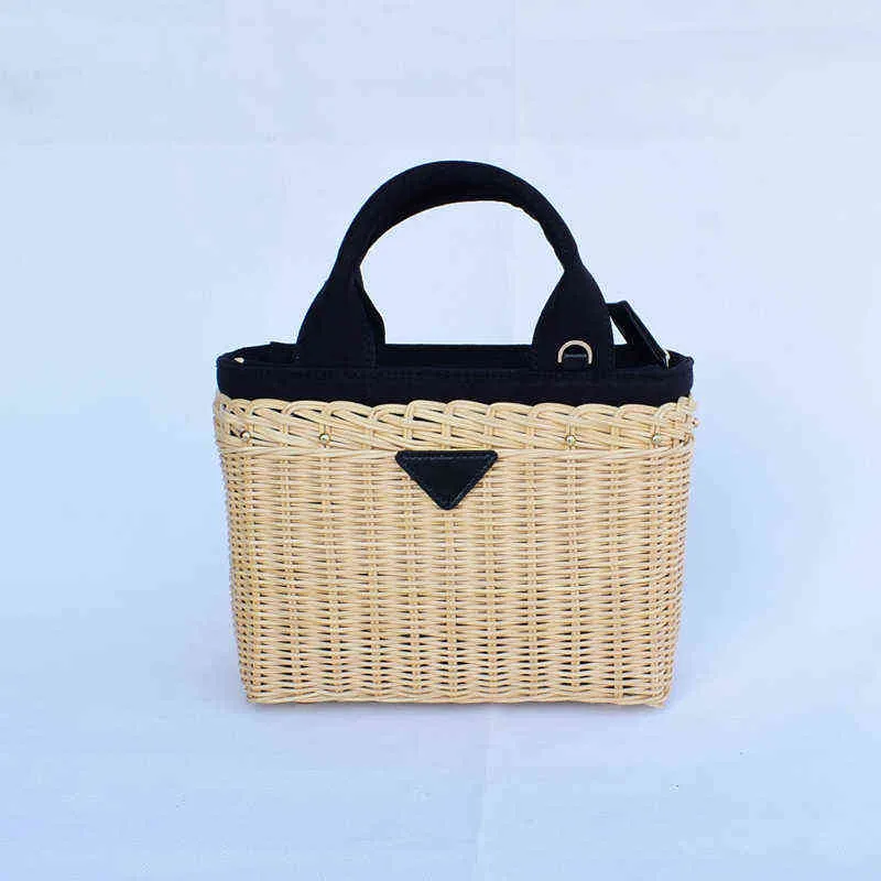 Borsa da spiaggia stile borsa intrecciata in rattan a mano da donna vacanza al mare 220301