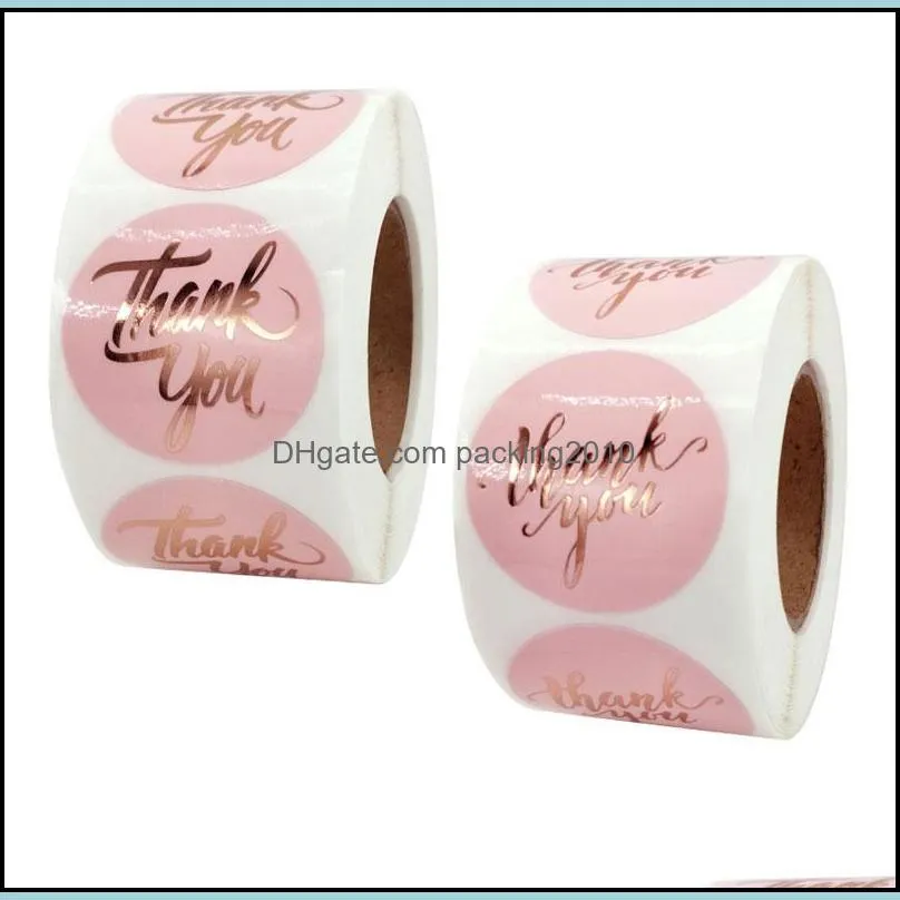 500pcs 1.5inch Pink Paper Thank You Adhesive Stickers Label Wedding Envelope Handmade Gift Bag Stationery Decor