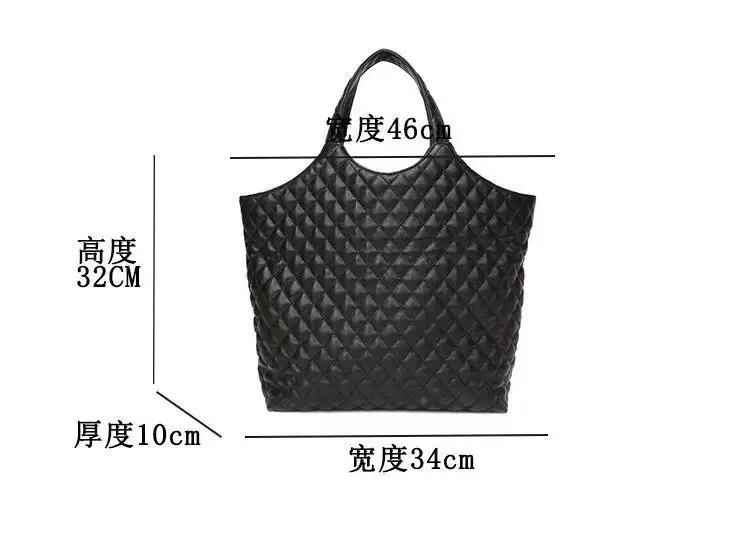 Женская черная кожаная сумка, стеганая сумка для покупок, сумка макси icare, большая покупательница, Парижская мода, большие пляжные сумки, роскошный дизайнер, travel270W