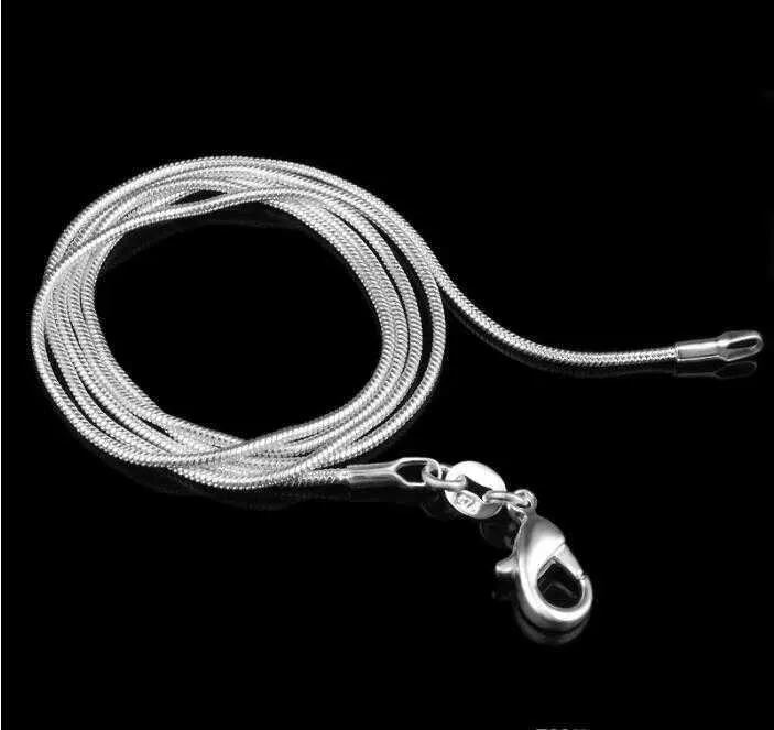 Collana in argento sterling 925 all'ingrosso con catena a serpente liscia, catenacci per aragosta, catena di gioielli, dimensioni 1 mm, 16 pollici, 24 pollici0151