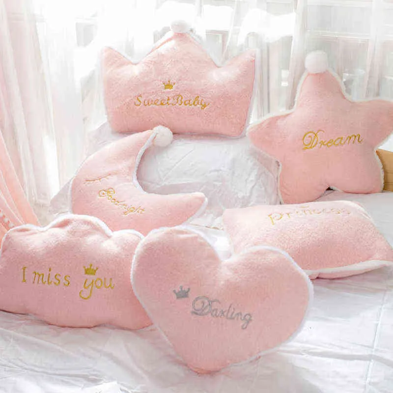 Beautiful Sky Series Cushion Kawaii Moon Star Cloud Crown Plush Toy Stuffed Soft Cushion Cute Sofa Cushion Christmas Gift For Girl J220729