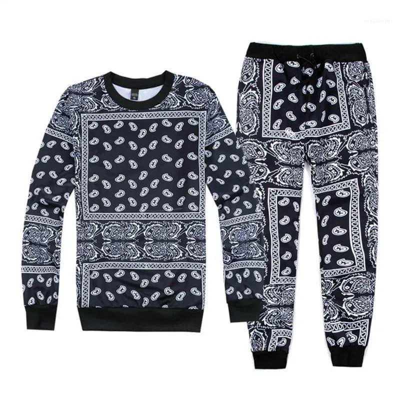 Hip Hop Women/men Jogger Pants&sweatshirt Paisley Graphic Bandana Tracksuit Sweatpants Hoody Cashew Floral Streewear S-XXL R24011