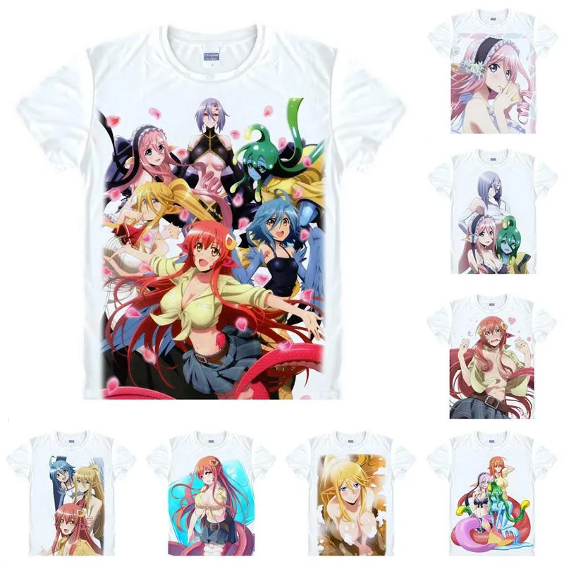 T-shirts pour hommes Coolprint Anime Shirt Monster Musume Multi-style Manches courtes Vie quotidienne avec des filles Miia Papi Cosplay Shirtsmen
