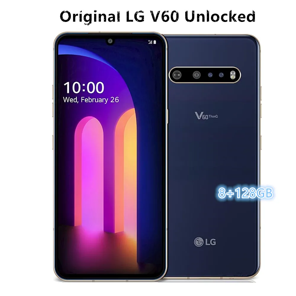 LG V60 ThinQ 5G V600 6,8 cala octa-core 8 GB RAM 128 GB ROM telefony 64 MP potrójny aparat 1 karta SIM odcisk palca oryginalny odblokowany telefon komórkowy 1 szt.