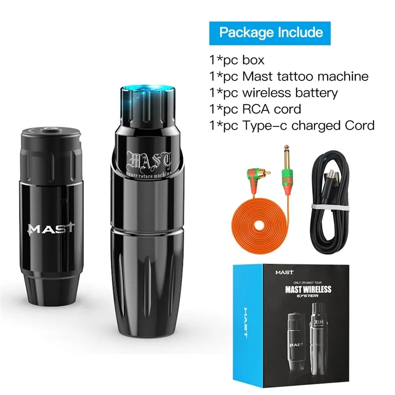 Mast Tour Wireless Tattoo Battery Zestaw mocy stałego makijażu Pen obrotowy dla artysty PMU 220609