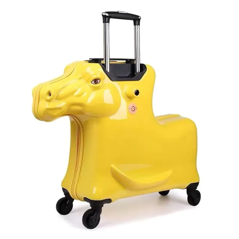 Valigie Kids Riding Trolley Bagagli Boy Girls 3D Horse Travel Trolley Bag Bambini Seduti Rolling Suitcase On Wheel