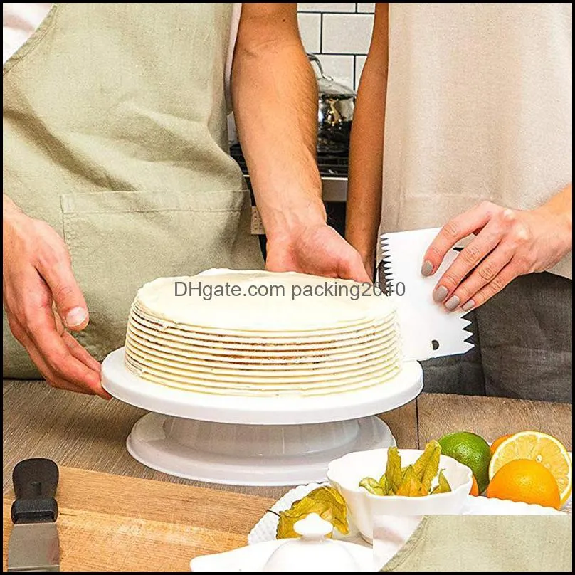plastic cake turntable rotating dough knife decorating cream cakes stand rotary table diy pan baking tools kitchen & pastry