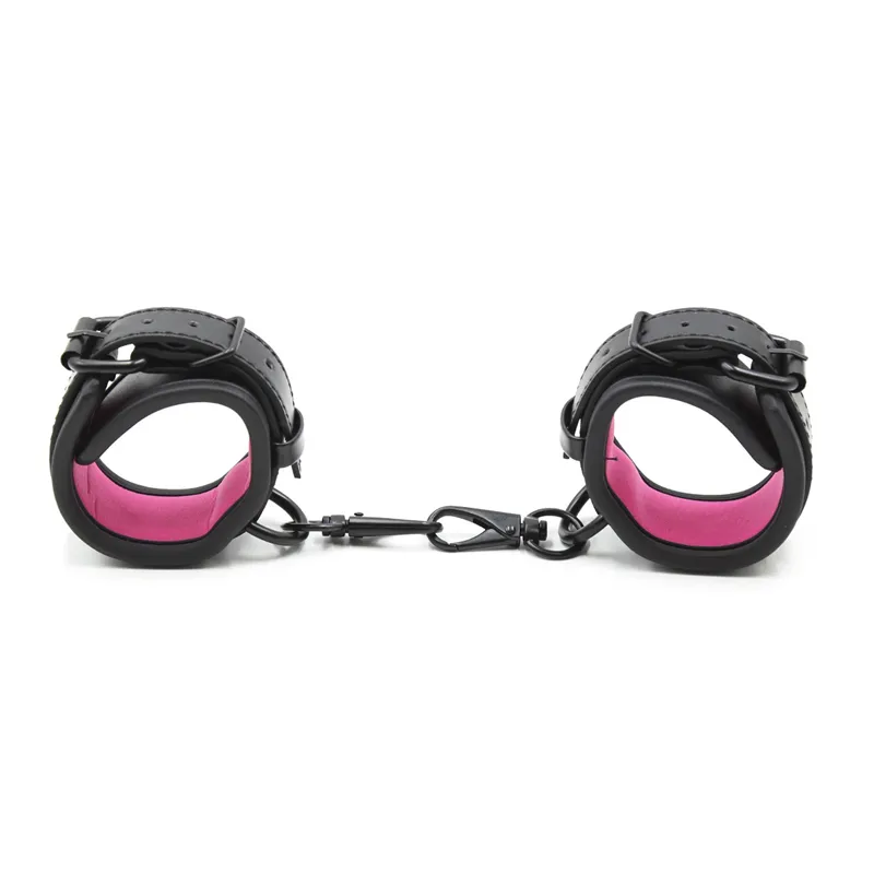 PU cuir esclave sexy menottes jeux pour adultes poignet cheville Bondage contraintes fétiche manchettes BDSM jouets pour femmes hommes noir rose