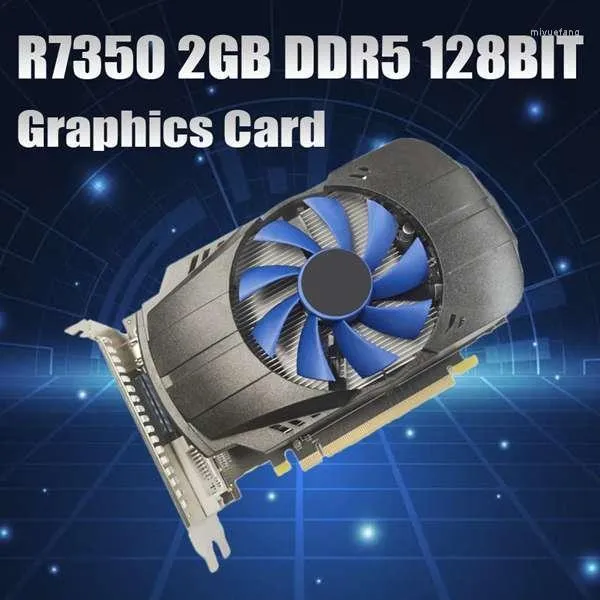 Grafikkort 2GB DDR5 128Bit Card PCIe 2.0 -Compatible DVI VGA Desktop GPU Video för AmdGraphics CardsGraphics
