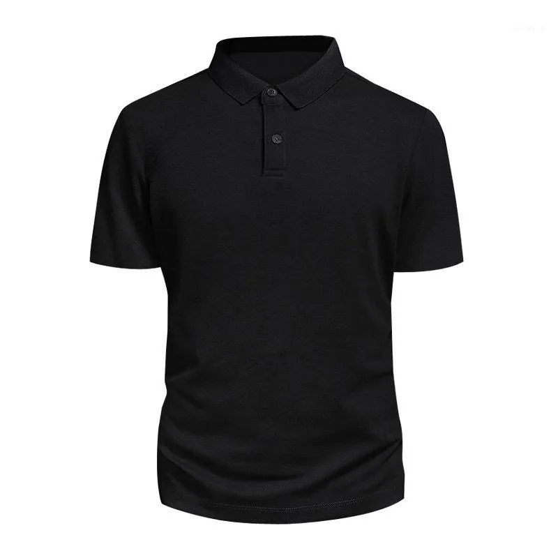 Männer Polos 2022 Plus Größe Einfarbig Drehen Unten Kragen Taste Kurzarm Sommer Frühling Business Shirts Tops Tees YF006