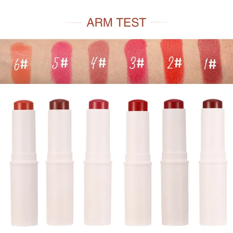 Geen logo waterdichte blush stick make -up roze rode matte contour voor wangen en lippen