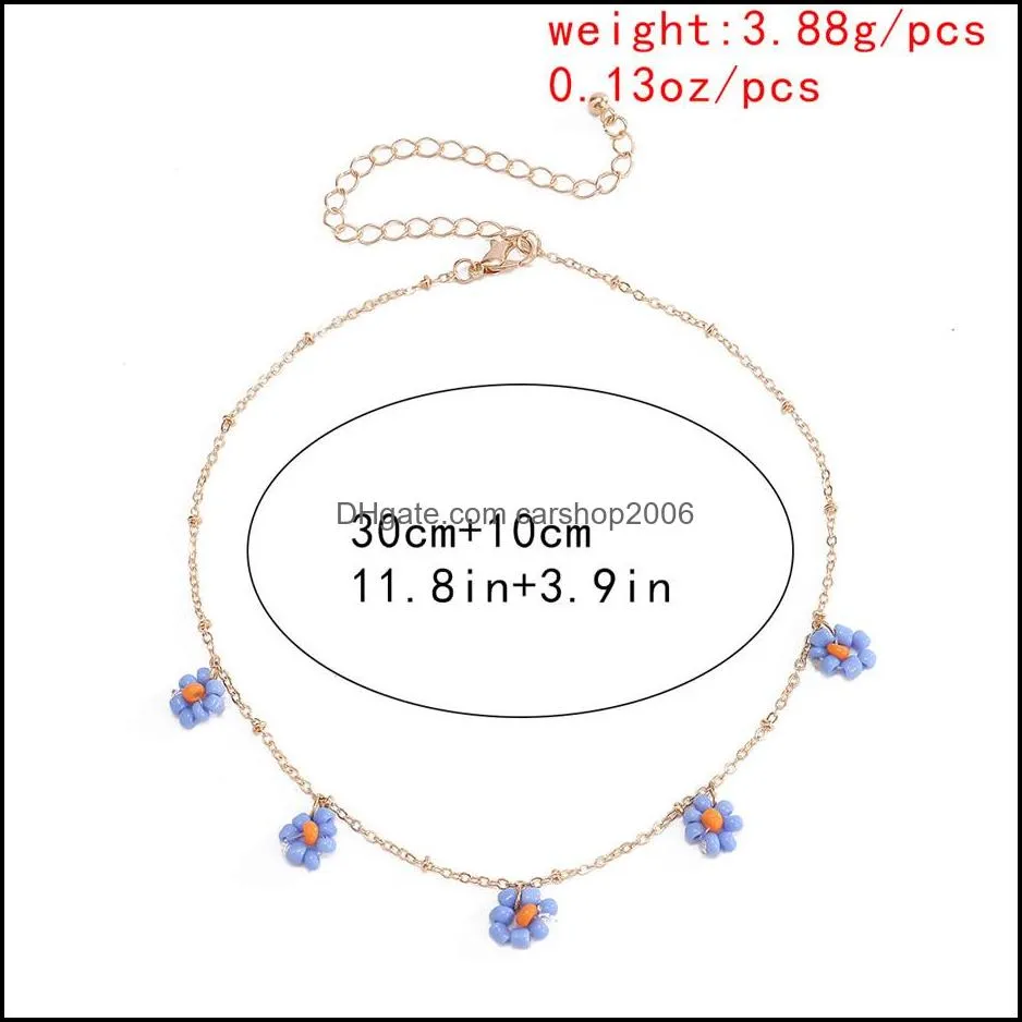 korean flower choker necklace for women boho acrylic clavicle chain short necklaces fashion jewelry