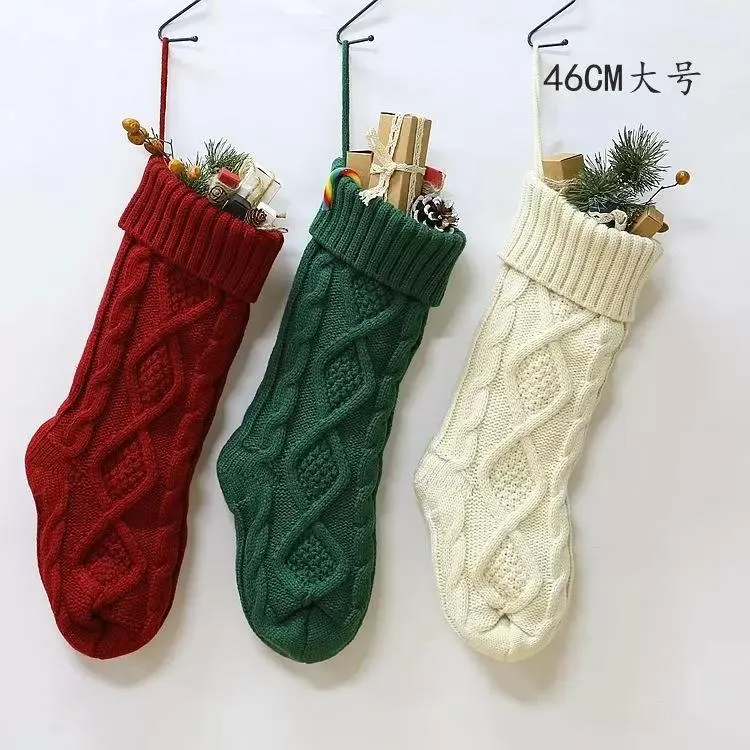 Personnalisé de haute qualité en tricot de Noël Sacs-cadeaux de bas Décorations de Noël en tricot Chaussette de Noël Grandes chaussettes décoratives FY2932